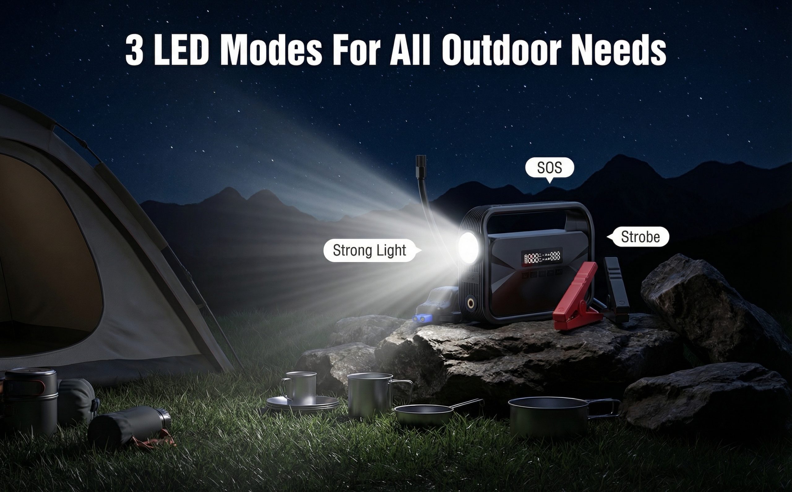 3 LED Modes For All Outdoor Needs